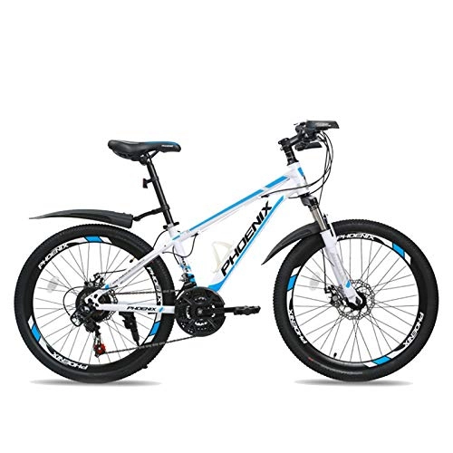 Mountain Bike : GAXQFEI Kids Bike Mountain Bike, 24 pollici di sospensione 21-velocità della bicicletta completa ? Freni a disco doppio Gears Mountain biciclette, 3 colori per biciclette, A