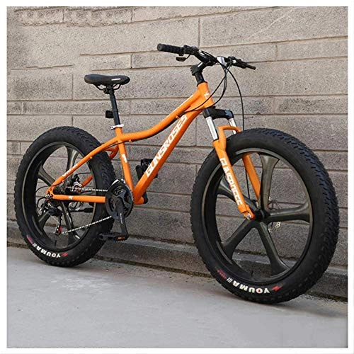 Mountain Bike : giyiohok, mountain bike da 26 pollici Hardtail Fat Tire Mountain Trail Bike per adulti, uomini e donne, freni a disco meccanici con sospensione anteriore, 27 velocità, 5 parole arancioni