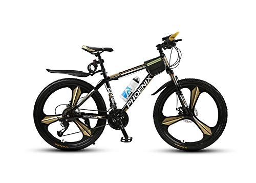 Mountain Bike : GPAN 24 / 26 Pollici Mountain Bike Bicicletta per Unisex Adulti, con Doppio Freno A Disco, 21 velocità Bicicletta 85% Assemblata, Gold, 24