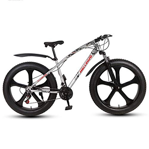 Mountain Bike : GQFGYYL-QD Mountain Bike con Sedile Regolabile a Sospensione Anteriore e Assorbimento degli Urti, Bicicletta da Montagna a 27 velocità con Pneumatici Grassi da 26 Pollici, per Adulti all'aperto, 1