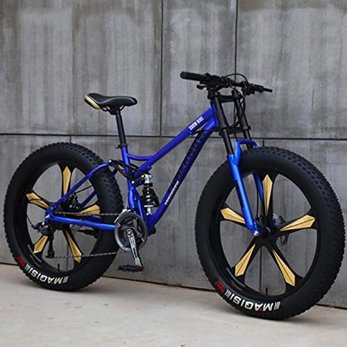 Mountain Bike : GQQ Mountain Bike, Beach / Mountain Bike All Terrain Trail Bike Ruote da 24 Pollici Ruote Integrali per Bicicletta con Doppio Freno a Disco, 24 Velocit