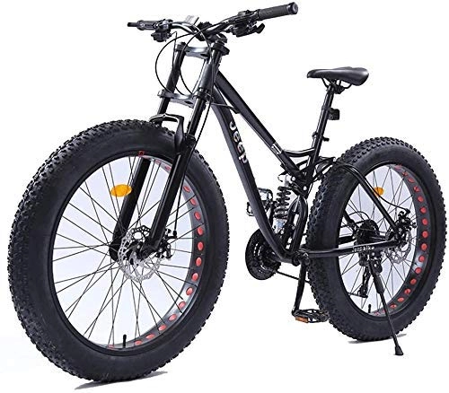 Mountain Bike : GQQ Mountain Bike da 26 Pollici, Freni a Disco per Bicicletta a Velocit Variabile Fat Tire Mountain Bike Trail, Bicicletta Hardtail, Telaio in Acciaio ad Alto Tenore Di Carbonio, Arancione, 24 Veloc