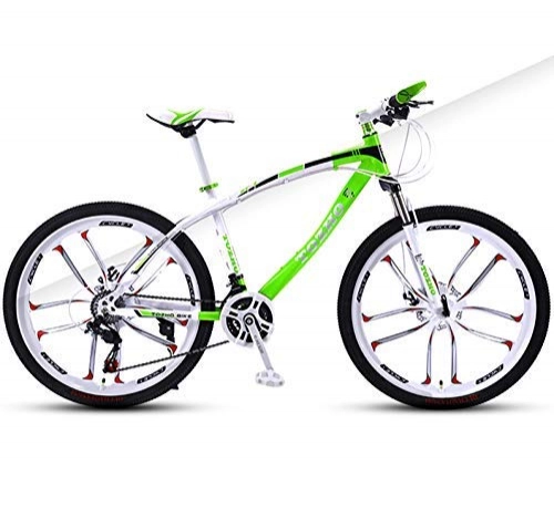 Mountain Bike : GQQ Mountain Bike, Mountain Bike All-Terrain Ruota Monolitica in Metallo da 26 Pollici Bicicletta Unisex Telaio in Acciaio ad Alto Tenore Di Carbonio Doppio Freno a Disco Sospensione Anteriore Mtb, 21