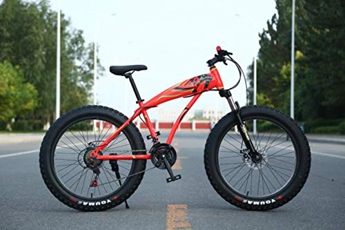 Mountain Bike : GuiSoHn 26" Fat Pneumatico Bicicletta da Spiaggia Neve 7 / 21 / 24 / 27 Velocità Mountain Fat Bike Telaio in Acciaio al Carbonio Doppio Disco Freno Bicicletta Adulto, GuiSoHn-514688139, Taglia unica