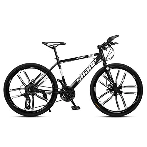 Mountain Bike : GWFVA Bicicletta da MTB da Uomo da Donna 26"Bicicletta da MTB con Freno a Disco Doppio da 10 Ruote Telaio da 18" in Acciaio ad Alto tenore di Carbonio