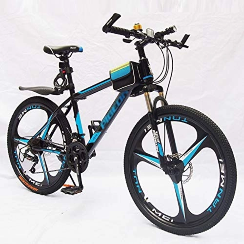 Mountain Bike : GXQZCL-1 Bicicletta Mountainbike, 26" Mountain Bike, Telaio in Acciaio Hardtail con Doppio Freno a Disco Anteriore e sospensioni, 21 velocit MTB Bike (Color : Blue)