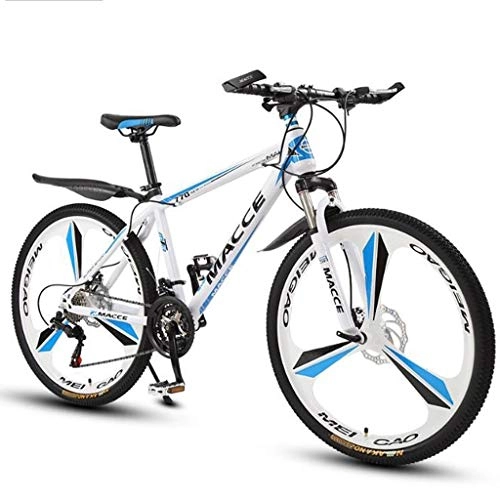 Mountain Bike : GXQZCL-1 Bicicletta Mountainbike, Mountain Bike, 26" Hardtail con Doppio Disco Freno e Sospensione Anteriore, 21 / 24 / 27 velocit, Acciaio al Carbonio Telaio MTB Bike (Color : White, Size : 24 Speed)