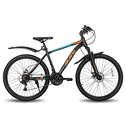 Mountain Bike : Hiland 26 / 27, 5 pollici Mountain Bike MTB con telaio in acciaio Disc-Brake forcella ammortizzata Bici Urban Commuter City Bici Nero / Arancio