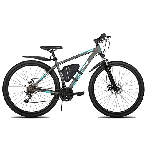 Mountain Bike : Hiland Bicicletta Mountain Bike da 27, 5 Pollici con Cambio Shimano a 21 Velocità, Mountain Bike Hardtail con Borsa da Telaio e Freno a Disco Meccanico per Uomo e Donna, Grigio