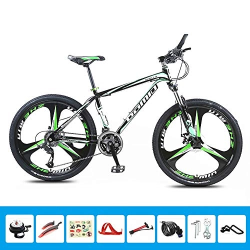 Mountain Bike : HLMIN 26 '' Mountain Bike Ruote A 3 Razze 3 velocit Assorbimento degli Urti A velocit Variabile Bicicletta A Doppio Disco (Color : Green, Size : 24speed)
