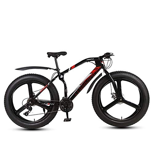 Mountain Bike : Hyuhome Montagna Biciclette per Uomini Donne di età, 26 '' all Terrain MTB Città Bycicle con 4.0 Fat Tire, Bold Forcella della Sospensione Snow Beach Biciclette, Nero