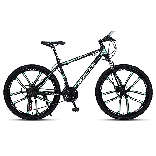 Mountain Bike : iuyomhes Adulti Mountain Bike 24-cm Bicycles Mens / Women 21-27 Speed High Carbon Steel Frame Wit Suspension Dual Disc Brake MTB Bicycle