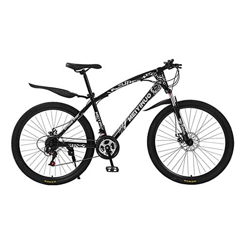 Mountain Bike : JIAODIE - Bicicletta da strada ibrida da uomo / donna, a 21 velocità, a 30 raggi, freni a doppio disco, in acciaio al carbonio, diversi colori, colore: nero
