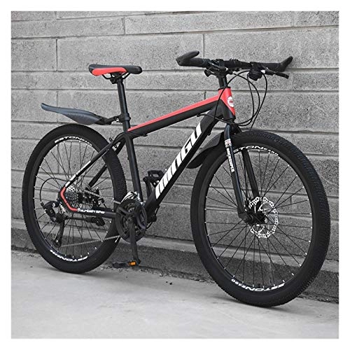 Mountain Bike : JINSUO Mountain Bike adulto maschio e femmina velocità variabile studente off-road ammortizzatore gioventù leggero bicicletta ruota 24-OInch (colore : nero e rosso, misura: 24)