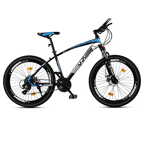 Mountain Bike : JLZXC Mountain Bike Mountain Bike, 26” Biciclette Donne MTB Uomini / , Acciaio al Carbonio Telaio, Doppio Disco Freno E Forcella Anteriore (Color : Black+Blue, Size : 21 Speed)