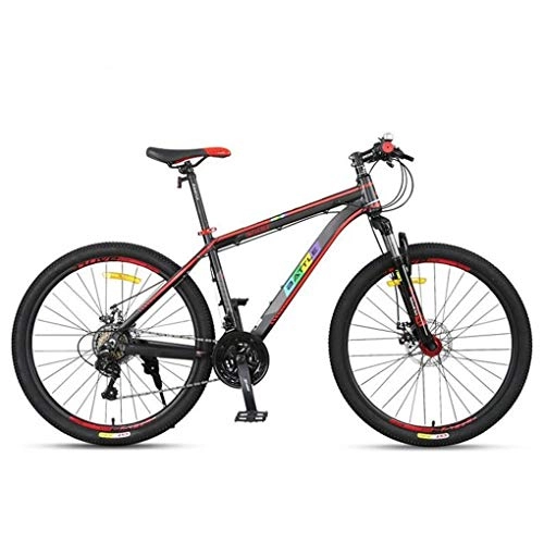 Mountain Bike : JLZXC Mountain Bike Mountain Bike, 26 Pollici Cornice in Lega di Alluminio Uomo Donna MTB / Biciclette, Doppio Freno A Disco Anteriore Sospensione Anteriore, 21 velocità (Color : Black)