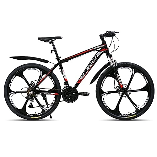 Mountain Bike : JWYing Bicicletta a Sospensione in Lega di Alluminio da 26 Pollici in Lega di Alluminio 2 a 4 velocità Bike in Mountain Bike con Servizio e Regali (Color : Black 6 Knife Wheel)