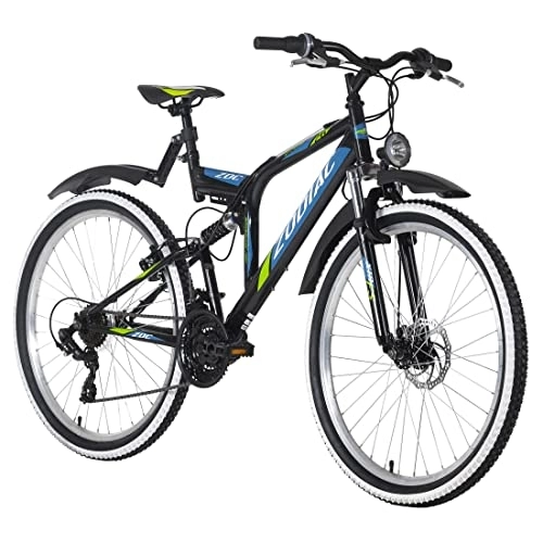 Mountain Bike : KS Cycling, Mountain bike ATB Fully Zodiac nero-verde RH Unisex adulto, 26 Zoll, 48 cm