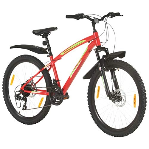 Mountain Bike : Ksodgun Ruote da 26 Pollici per Mountain Bike Trasmissione a 21 velocità, Altezza Telaio 42 cm, Rosso