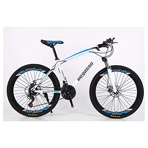 Mountain Bike : KXDLR 26" Mountain Bicicletta, Ad Alta Acciaio al Carbonio Struttura della Montagna Pista Ciclabile, Hardtail Mountain Bike con Doppio Freno A Disco, 21-30 Costi, Bianca, 24 Speed