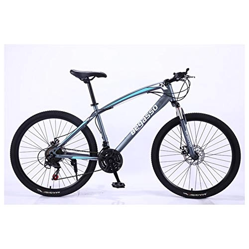 Mountain Bike : KXDLR Mountain Bike 24 velocità Mens Hard-Coda Mountain Bike 26" Tiro E 17 Pollici Forcella Telaio Sospensione con Blocco Meccanico della Bicicletta Doppio Freno A Disco, Grigio, 21 Speed