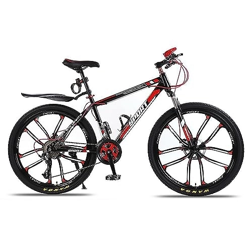 Mountain Bike : LapooH Mountain Bike da 26 Pollici, Forcella Ammortizzata Telaio in Acciaio Impugnatura del Cambio e Doppi Freni a Mano Freni a Doppio Disco a Colori Multipli Antiscivolo per Uomo Donna, D, 21 speed