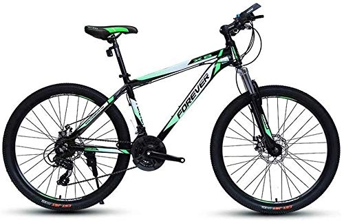 Mountain Bike : LAZNG Uomini Donne Hardtail Mountain Bike 24 '' 26 '' Ruote in Acciaio al Carbonio Telaio 24 velocit Doppio Disco Freno (Colore : Green)
