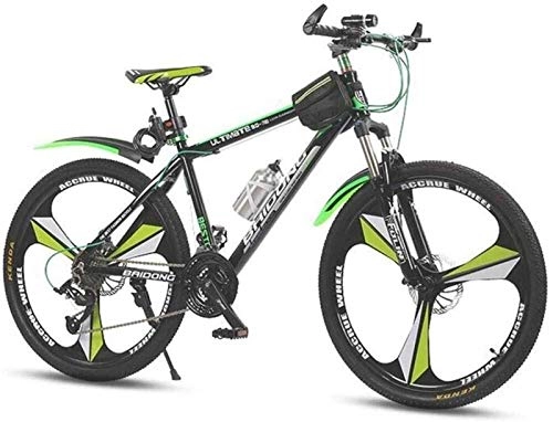 Mountain Bike : LBWT 26 Pollici for Adulti for Mountain Bike, Esterna Fuori Strada Biciclette, Alta Acciaio al Carbonio, Sospensione Doppia, Dual Disc, Regali (Color : Green, Size : 27 Speed)