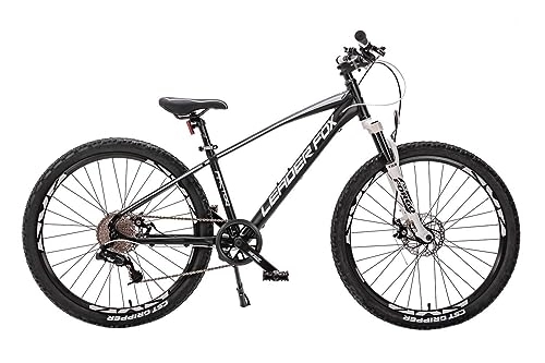Mountain Bike : Leader Fox Factor - Mountain bike in alluminio, 26 pollici, freno a disco a 8 marce, 41 cm, colore: Nero / Bianco