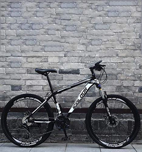 Mountain Bike : Leifeng Tower - Mountain bike pieghevole a coda morbida, con doppio freno a disco / telaio in acciaio al carbonio, bici fuoristrada da spiaggia, ruote da 26 pollici, colore nero, 21 velocità di gioco