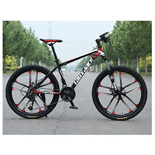 Mountain Bike : LHQ-HQ Sport all'Aria Aperta 26" Mountain Bike HighCarbon Acciaio Sospensione Anteriore all Terrain 21Speed ​​Mountain Bike con Freni a Disco Doppio, Rosso Sport all'Aria Aperta Mountain Bike