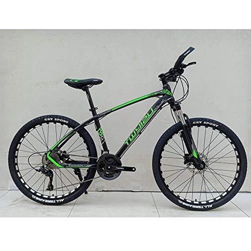 Mountain Bike : Llpeng 26 Pollici 27 / 24 / 21 velocità Olio for Freni in Lega di Alluminio Downhill Mountain Bike, Rosso, Blu, Verde, Arancione (Color : Green, Size : 27)