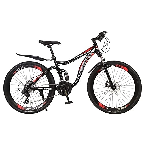 Mountain Bike : Lovexy Mountain Bike per Adulti, Bicicletta Fuoristrada da 24 Pollici con Sospensione Completa, MTB a 21Velocità con Freni a Ddoppio Disco, Mountain Bike da Cross Country da Uomo e da Donna