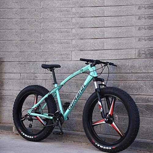 Mountain Bike : LUO Bicicletta da mountain bike per adulti, telaio in acciaio ad alto tenore di carbonio, freno a doppio disco e forcella a sospensione completa anteriore, nero, 26 pollici 27 velocit, verde