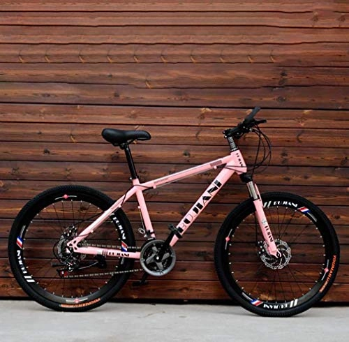 Mountain Bike : LUO Mountain bike da uomo per adulti, bici da neve fuoristrada con doppio freno a disco, bici da corsa per bambini City Student Road, bici da 26 pollici con ruote da spiaggia, rosa, 24 velocit, Rosa,