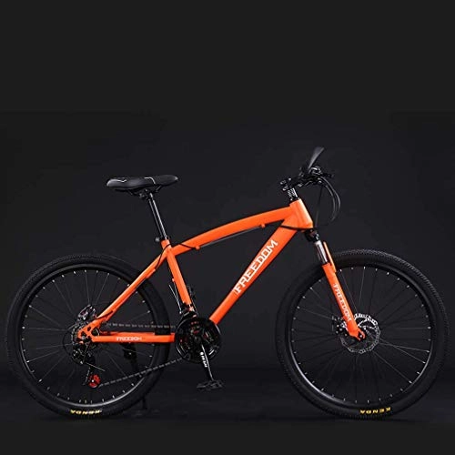 Mountain Bike : LUO Mountain bike per adulti, Biciclette per freni a disco doppie per studenti adolescenti, Bicicletta da neve da spiaggia, Ruote da 26 pollici, Uomo Donna Uso generale, Bianco, 21 velocit, arancia