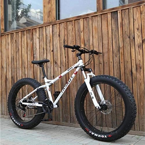 Mountain Bike : LUO Mountain bike per pneumatici per adulti, bici a doppio freno / cruiser, bici da motoslitta da spiaggia, cerchi in lega di alluminio da 24 pollici, arancione, 24 velocit, bianca