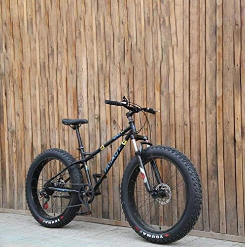 Mountain Bike : LUO Mountain bike per pneumatici per adulti, bici a doppio freno / cruiser, bici da motoslitta da spiaggia, cerchi in lega di alluminio da 24 pollici, arancione, 24 velocit, Nero