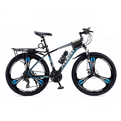 Mountain Bike : LZZB Mountain Bike per Adulti Uomo Donna 24 velocità Telaio in Acciaio 27, 5 Pollici Una Ruota con Doppia Sospensione e Forcella Ammortizzata (Dimensioni: 27 velocità, Colore: Nero) / blu / 24 velocit