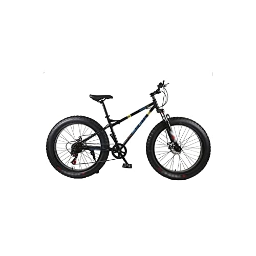 Mountain Bike : Mens Bicycle Mountain Bike 4.0 Fat Tire Mountain Bicycle High Carbon Steel Beach Bicycle Snow Bike (Color : Orange) (Black)