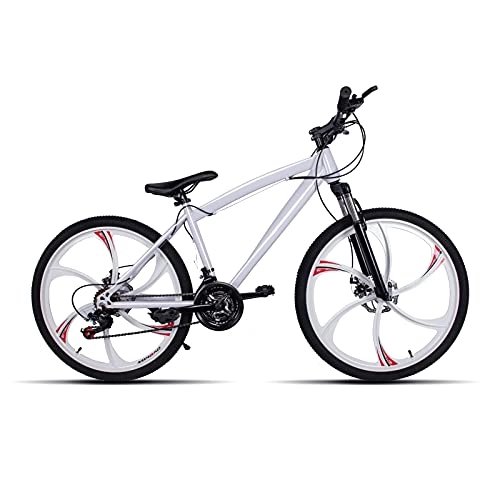 Mountain Bike : MHbyhks Mountain Bike 700C 21 Velocità Dual Disc Brake Bike (6 Righe) (Bianco)