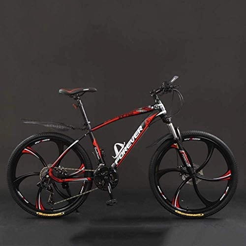 Mountain Bike : MJY Bicicletta, bici da montagna 24 / 24 / 27 / 30 velocità 24 pollici, bicicletta da montagna a coda dura, bicicletta leggera con sedile regolabile, doppio freno a disco 6-11, Nero rosso, 24 velocità