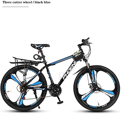 Mountain Bike : MJY Bicicletta da mountain bike, telaio in lega di alluminio, doppio freno a disco, ruote da 26 pollici, velocità 21 / 24 / 27 / 30, 3 ruote da taglio, 6 ruote da taglio 6-11, 21