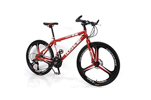 Mountain Bike : MOLVUS Mountain Bike unisex Mountain Bike 21 / 24 / 27 / 30 velocità telaio in acciaio ad alto tenore di carbonio 66 pollici ruote a 3 razze bicicletta doppio freno a disco per studenti, rosso, 46 pollici