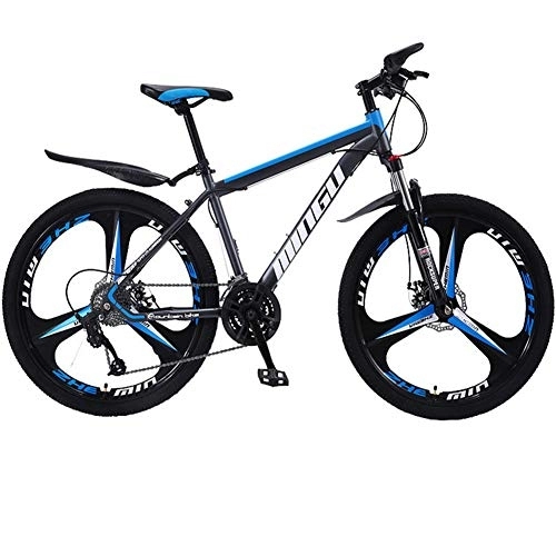 Mountain Bike : Mountain Bike, 24 Pollici Fat Bike da Montagna, Telaio in Acciaio ad Alto Tenore di Carbonio Biciclette, Bicicletta Biammortizzata, Gray Blue, 27 Speed