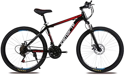 Mountain Bike : Mountain bike, 24 pollici mountain bike adulto maschio e femmina ruota a raggi di bicicletta a velocità variabile Telaio in lega con freni a disco (colore: nero rosso, dimensioni: 21 velocità)