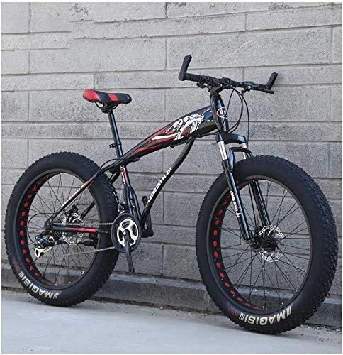Mountain Bike : Mountain bike, 26 pollici, 21 velocità, Biciclette, Fat Tire, Hardtail, MTB, bici, All Terrain, sospensione doppia montatura, forcella della sospensione, (Color : Black Red)