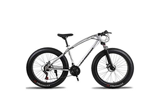 Mountain Bike : Mountain Bike 26 Pollici Fuoristrada ATV 24 velocità motoslitta velocità Mountain Bike 4.0 Pneumatico Grande Pneumatico Largo Bicicletta, Argento, Argento, Un