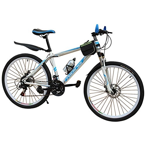 Mountain Bike : Mountain Bike A velocità Variabile Antiscivolo, Single Mountain Bike Posizionamento Talon Bike, Bicicletta Frenante Sicura E Sensibile, Blue White, 24 Inches
