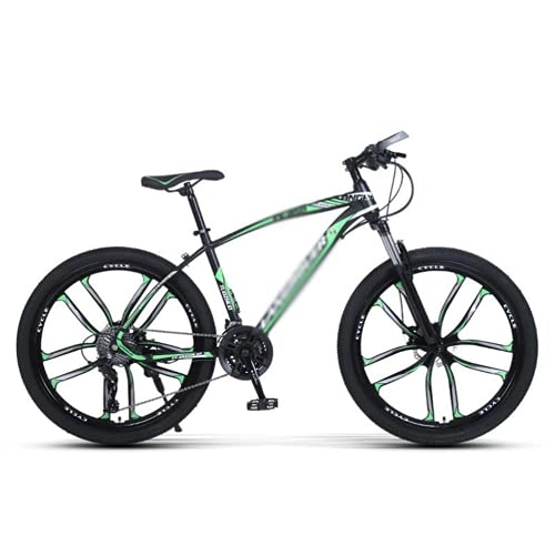 Mountain Bike : Mountain Bike Bicicletta MTB 26 Pollici Mountain Bike 21 / 24 / 27 Velocità Con Telaio In Acciaio Al Carbonio Doppio Disco Freno A Disco Ciclismo Urban Commuter City Bicycle Per(Size:27 Speed, Color:Verde)